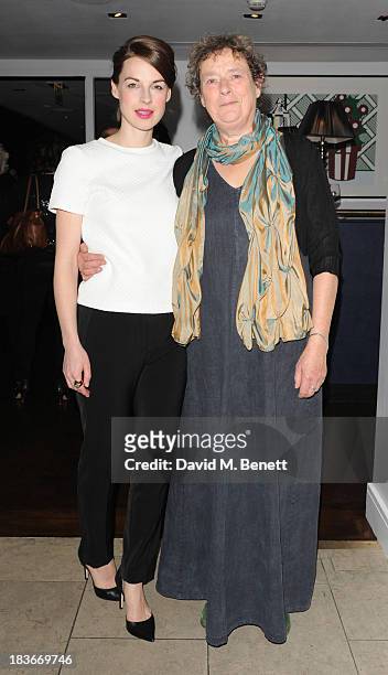 Jessica Raine and Linda Bassett attends an after party following the press night performance of the Donmar's "Roots" at The Hospital Club on October...