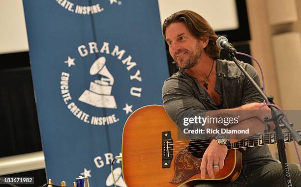 Singer/Songwriter Brett James at GRAMMY U Fall Kick-Off with Kip Moore and Brett James at MTSU on October 8, 2013 in Murfreesboro, Tennessee.