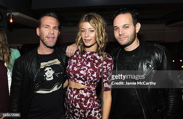 Scott Lipps, Erin Collison and Aaron Stern attend NYLON + Sanuk celebrate the October "It Girl" issue with cover star Alexa Chung at La Cenita on...