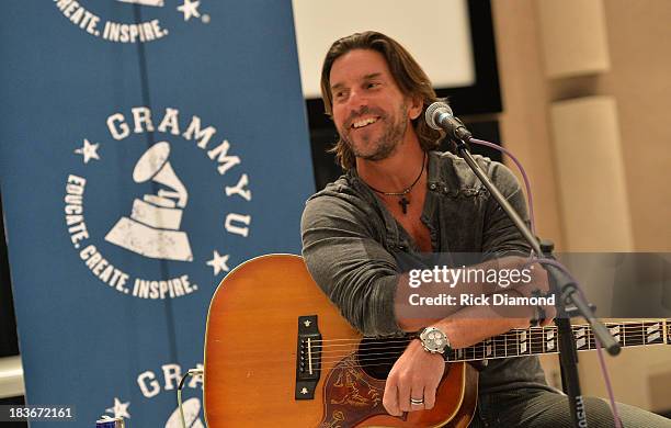 Singer/Songwriter Brett James at GRAMMY U Fall Kick-Off with Kip Moore and Brett James at MTSU on October 8, 2013 in Murfreesboro, Tennessee.