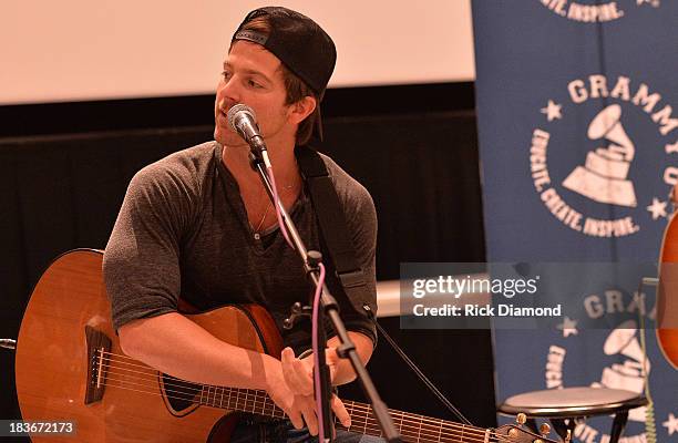 Singer/Songwriter Kip Moore at GRAMMY U Fall Kick-Off with Kip Moore and Brett James at MTSU on October 8, 2013 in Murfreesboro, Tennessee.