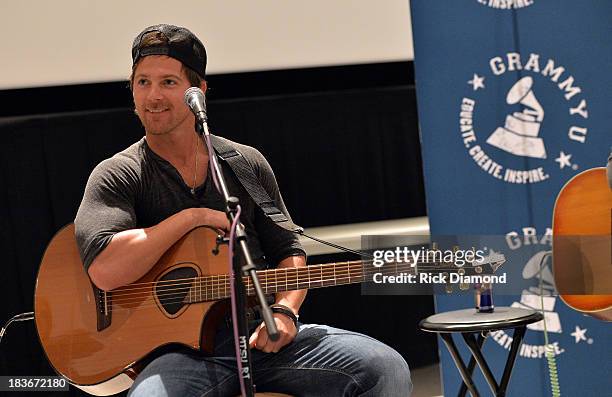 Singer/Songwriter Kip Moore at GRAMMY U Fall Kick-Off with Kip Moore and Brett James at MTSU on October 8, 2013 in Murfreesboro, Tennessee.