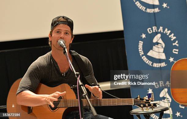 Singer/Songwriter Kip Moore at GRAMMY U Fall Kick-Off with Kip Moore and Brett James at MTSU on October 8, 2013 in Murfreesboro, Tennessee.