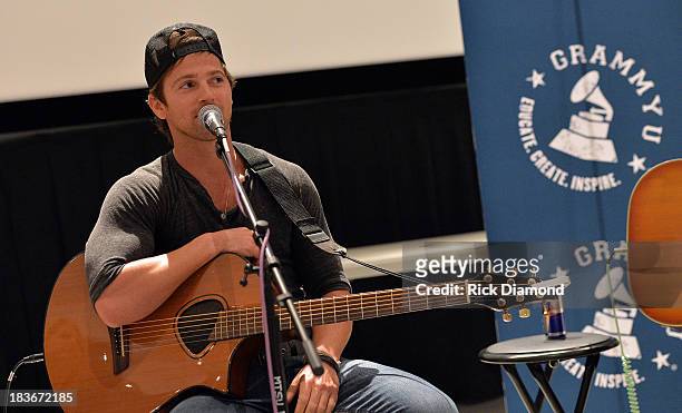 Singer/Songwriter Kip Moore at GRAMMY U Fall Kick-Off with Kip Moore and Brett James at MTSU on October 8, 2013 in Murfreesboro, Tennessee.