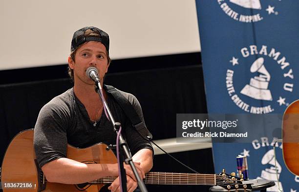 Singer/Songwriter Kip Moore at GRAMMY U Fall Kick-Off with Kip Moore and Brett James at MTSU on October 8, 2013 in Murfreesboro, Tennessee.