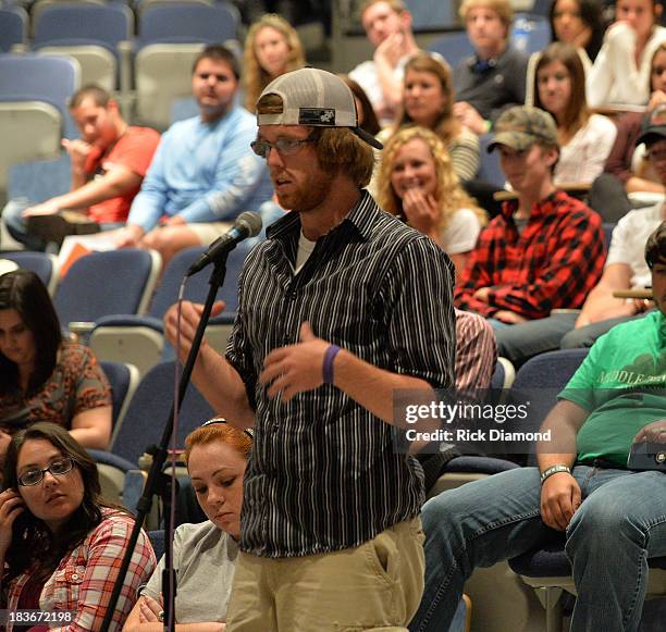 Fall Kick-Off with Kip Moore and Brett James at MTSU on October 8, 2013 in Murfreesboro, Tennessee.