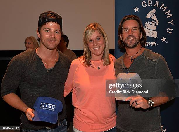 Singer/Songwriter Kip Moore, Ashley Ernst Recording Academy and Singer/Songwriter Brett James attend GRAMMY U Fall Kick-Off with Kip Moore and Brett...