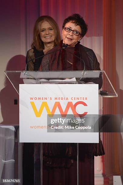 Women's Media Center Visionary Role Model and Corporate Leader Award winner, Sheila C. Johnson speaks onstage at the 2013 Women's Media Awards on...