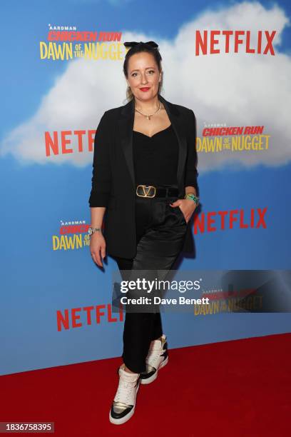 Cat Sims attends a special screening of "Chicken Run: Dawn Of The Nugget" at the Picturehouse Central on December 10, 2023 in London, England.