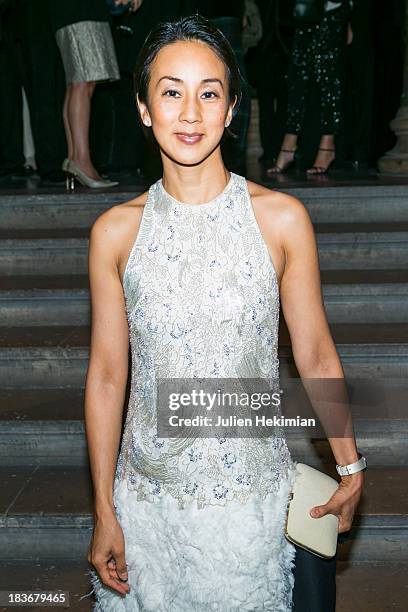 Eriko Nakamura Barthes arrives at Les Beaux-Arts de Paris on October 8, 2013 in Paris, France. On this occasion Ralph Lauren celebrates the...