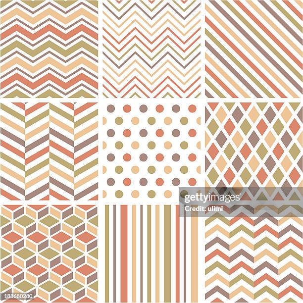 nine seamless geometric patterns - herringbone fabric stock illustrations