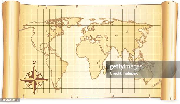 world map in a scroll - 1930 1930 stock illustrations