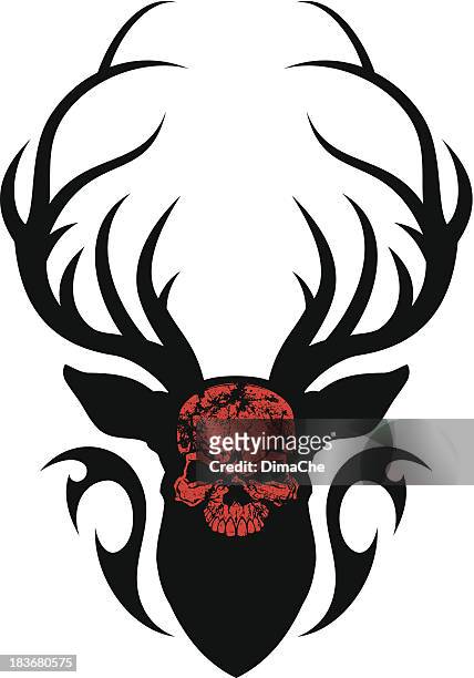 deer with human skull - deer skull stock illustrations