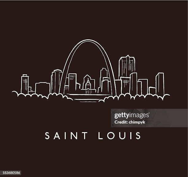 saint louis skyline skizze - views of the gateway arch stock-grafiken, -clipart, -cartoons und -symbole