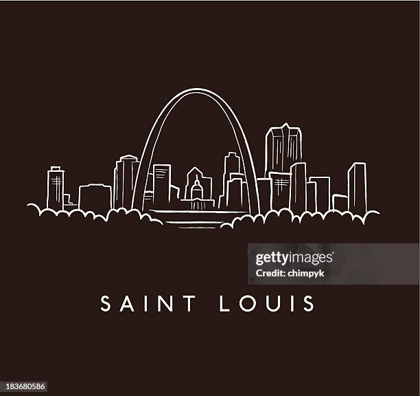saint louis skyline sketch - st louis arch stock illustrations