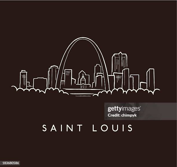 saint louis skyline sketch - missouri arch stock illustrations