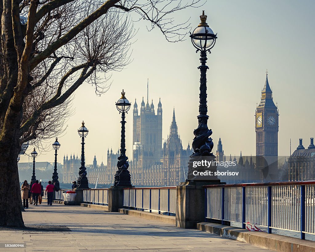 Distance view of Big Ben and House of parliament in London