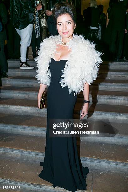 Cherie Chung poses after arriving at Les Beaux-Arts de Paris on October 8, 2013 in Paris, France. On this occasion Ralph Lauren celebrates the...