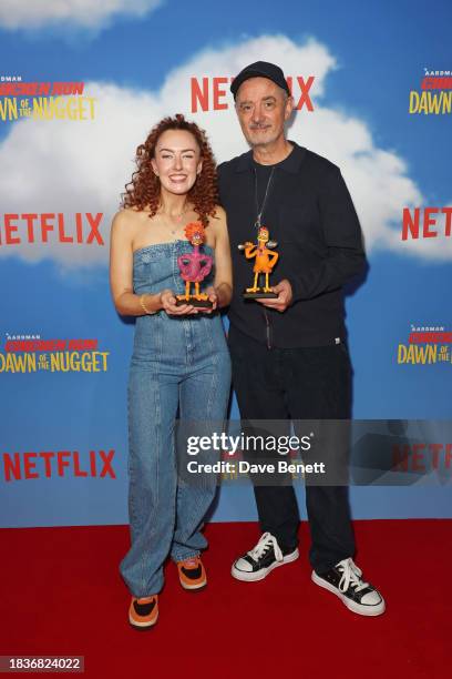 Josie Sedgwick-Davies and Sam Fell attend a special screening of "Chicken Run: Dawn Of The Nugget" at the Picturehouse Central on December 10, 2023...