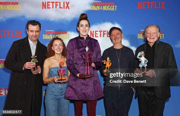 Daniel Mays, Josie Sedgwick-Davies, Maddy Lucy Dann, Sam Fell and David Bradley attend a special screening of "Chicken Run: Dawn Of The Nugget" at...