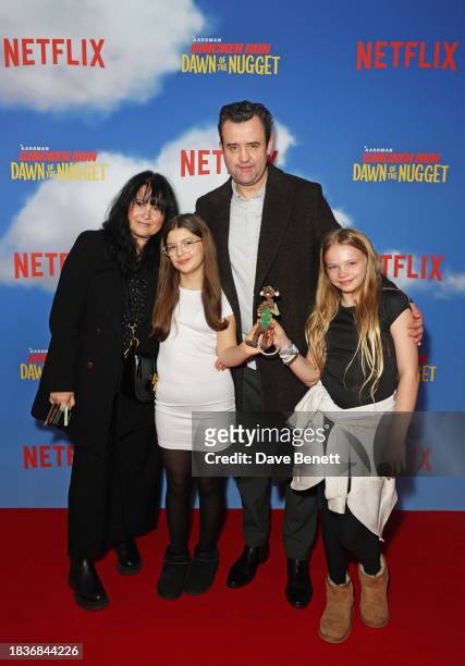 Louise Burton , Daniel Mays and children attend a special screening of "Chicken Run: Dawn Of The Nugget" at the Picturehouse Central on December 10,...