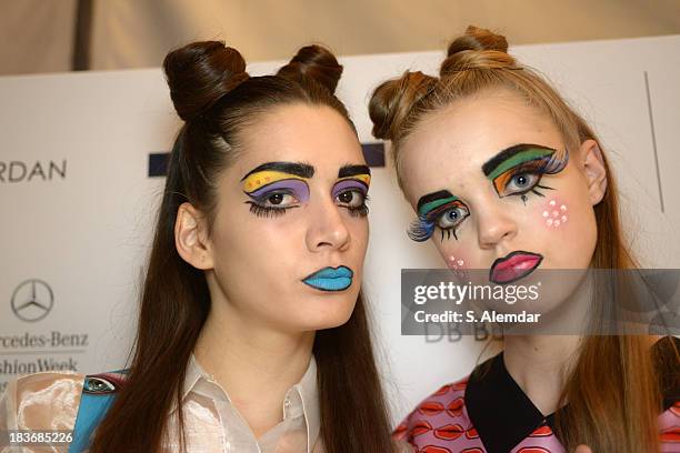 Models are seen backstage at the Maybelline New York By DB Berdan show during Mercedes-Benz Fashion Week Istanbul s/s 2014 presented by American...