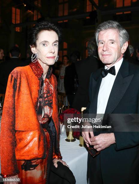 Alain Minc and his wife attend a private dinner following the presentation of the Ralph Lauren Fall 13 Collection Show at Les Beaux-Arts de Paris on...