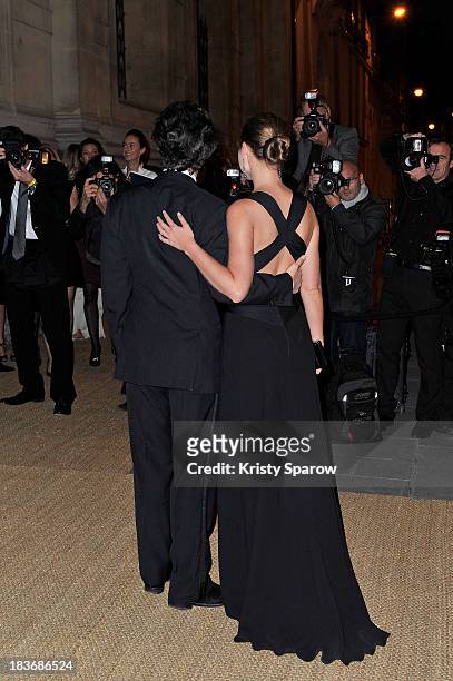 David Lauren and Lauren Bush arrive to the Ralph Lauren Collection Show and private dinner at Les Beaux-Arts de Paris on October 8, 2013 in Paris,...