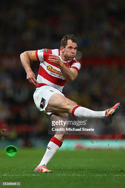 Pat Richards of Wigan Warriors during the Super League Grand Final between Warrington Wolves and Wigan Warriors at Old Trafford on October 5, 2013 in...
