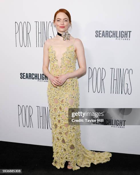 Emma Stone attends the premiere of "Poor Things" at DGA Theater on December 06, 2023 in New York City.