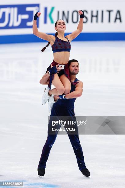 Lilah Fear and Lewis Gibson of Great Britain take part in a training session on day 1 of 2023-24 ISU Grand Prix of Figure Skating Final at the...