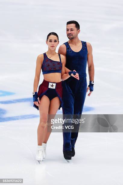 Lilah Fear and Lewis Gibson of Great Britain take part in a training session on day 1 of 2023-24 ISU Grand Prix of Figure Skating Final at the...
