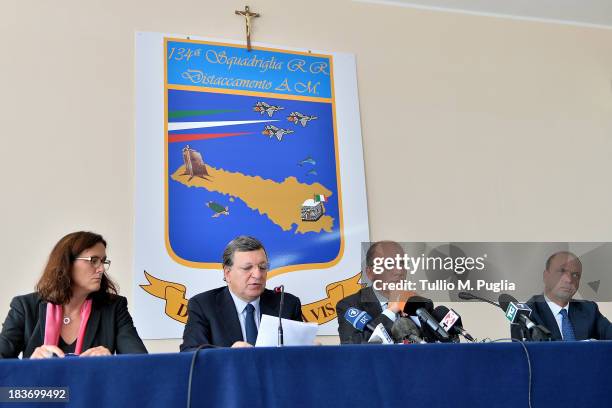 Cecilia Malmstrom, European Commisssioner, Manuel Barroso, President of the European Commission, Enrico Letta, Italian Prime Minister and Angelino...