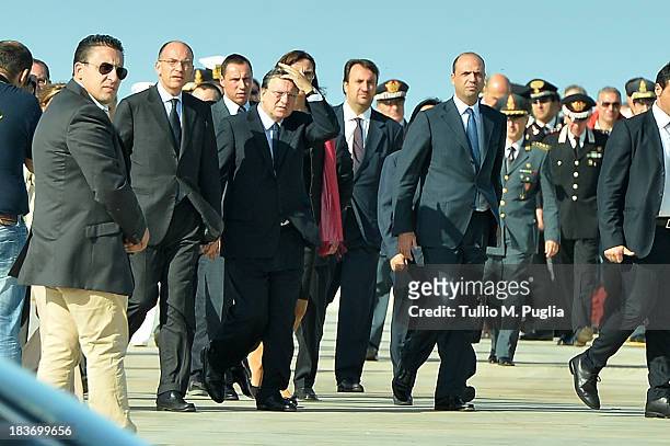 Enrico Letta, Italian Prime Minister, Manuel Barroso, President of the European Commission, Cecilia Malmstrom, European Commissioner, and Angelinon...