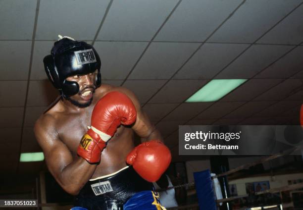 World boxing heavyweight champion Leon Spinks in training for an upcoming title fight against Muhammad Ali, New Orleans, September 11th 1978.