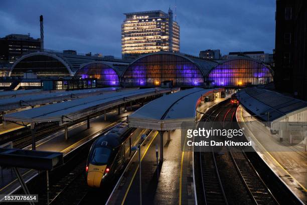 An empty Paddington Station at dawn as a commuters navigate the second day of the current rail strikes on December 07, 2023 in London, United Kingdom.