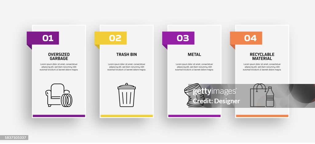 Recycling Related Process Infographic Template. Process Timeline Chart. Workflow Layout with Linear Icons