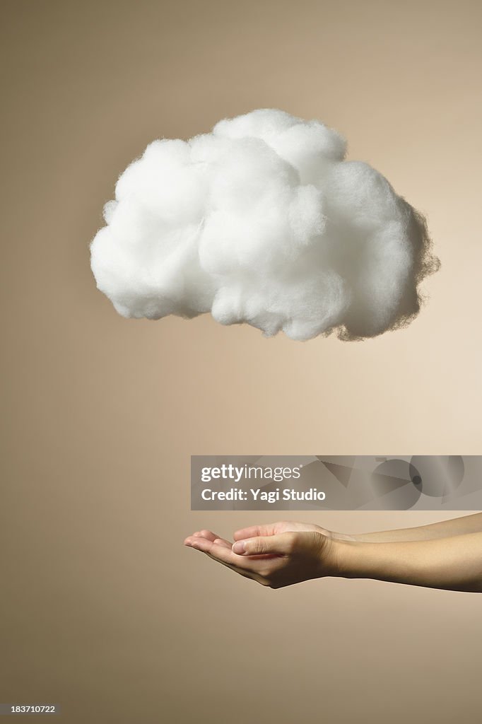 Female hand and cloud network