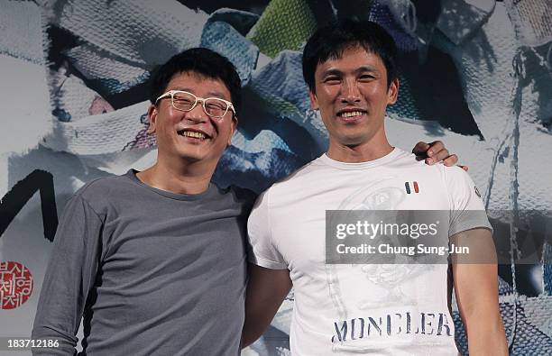 Director Kwak Kyung-Taek and actor Yoo O-Sung attends the Outdoor Greeting 'Friend2' at the BIFF Hill during 18th Busan International Film Festival...