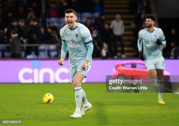 Kieffer Moore of AFC Bournemouth celebrates scoring his team's second goal during the Premier League match between Crystal Palace and AFC Bournemouth...