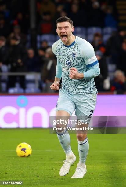 Kieffer Moore of AFC Bournemouth celebrates scoring his team's second goal during the Premier League match between Crystal Palace and AFC Bournemouth...