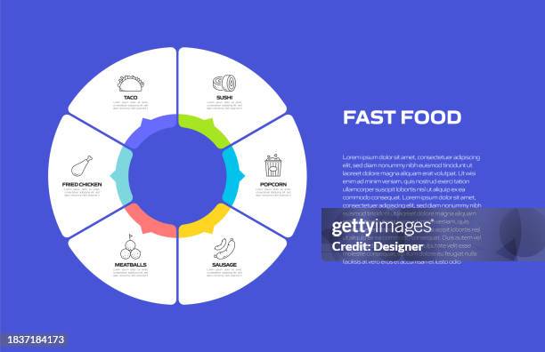 fast food related process infographic template. process timeline chart. workflow layout with linear icons - fried squid stock illustrations