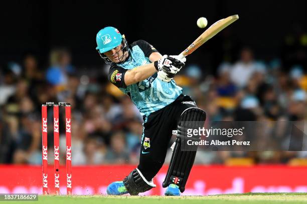 Sam Billings of the Heat bats during the BBL match between Brisbane Heat and Melbourne Stars at The Gabba, on December 07 in Brisbane, Australia.