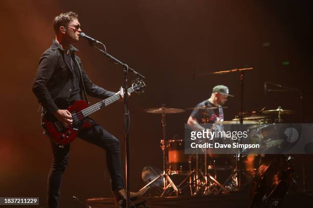 Mike Kerr and Ben Thatcher of Royal Blood perform at Spark Arena on December 07, 2023 in Auckland, New Zealand.
