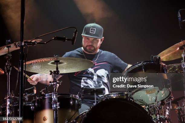 Ben Thatcher of Royal Blood performs at Spark Arena on December 07, 2023 in Auckland, New Zealand.