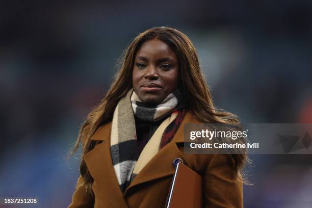 Amazon Prime pundit Eni Aluko ahead of the Premier League match between Aston Villa and Manchester City at Villa Park on December 06, 2023 in...