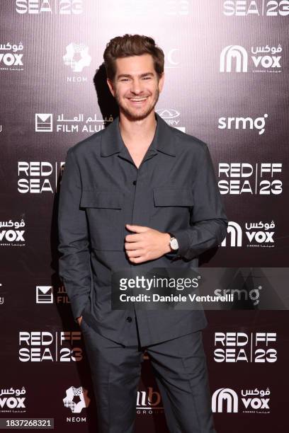Andrew Garfield poses for a photocall ahead of the In Conversation With Andrew Garfield during the Red Sea International Film Festival 2023 on...