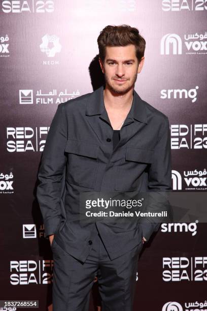 Andrew Garfield poses for a photocall ahead of the In Conversation With Andrew Garfield during the Red Sea International Film Festival 2023 on...