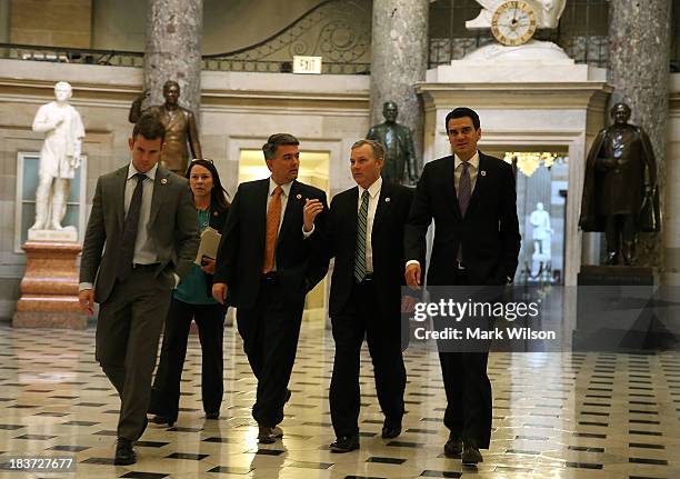 House Republicans Rep. Adam Kinzinger , Rep. Martha Roby , Rep. Cory Gardner , Rep. Tim Griffin and Rep. Tom Graves walk through Statuary Hall at the...