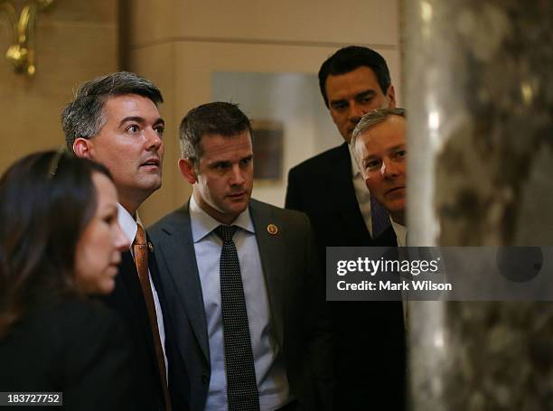 Rep. Martha Roby , Rep. Cory Gardner , Rep. Adam Kinzinger Rep. Tom Graves , and Rep. Tim Griffin look at various initials from Congressman past...